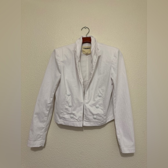 L'AGENCE Dolly white cropped JACKET Small - Picture 1 of 3